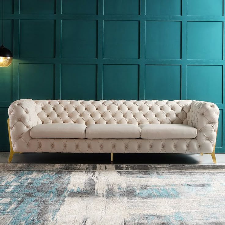 Chesterfield Sofa | Luxury Classic Button-Tufted Sofa | Elegant Vintage Style Living Room Couch