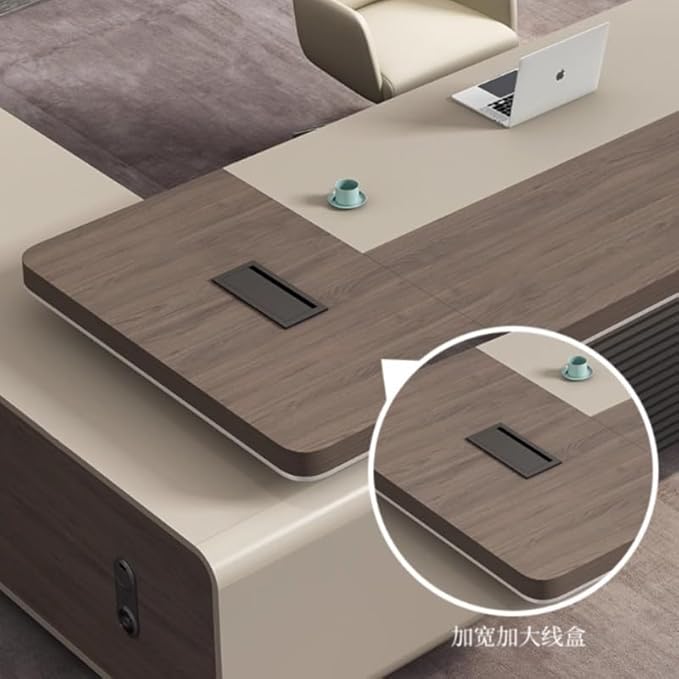 Large L-Shaped Executive Desk with Storage & Password Lock – Modern Home Office