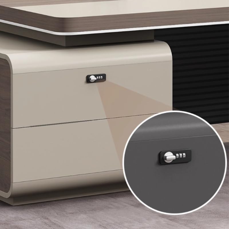 Large L-Shaped Executive Desk with Storage & Password Lock – Modern Home Office