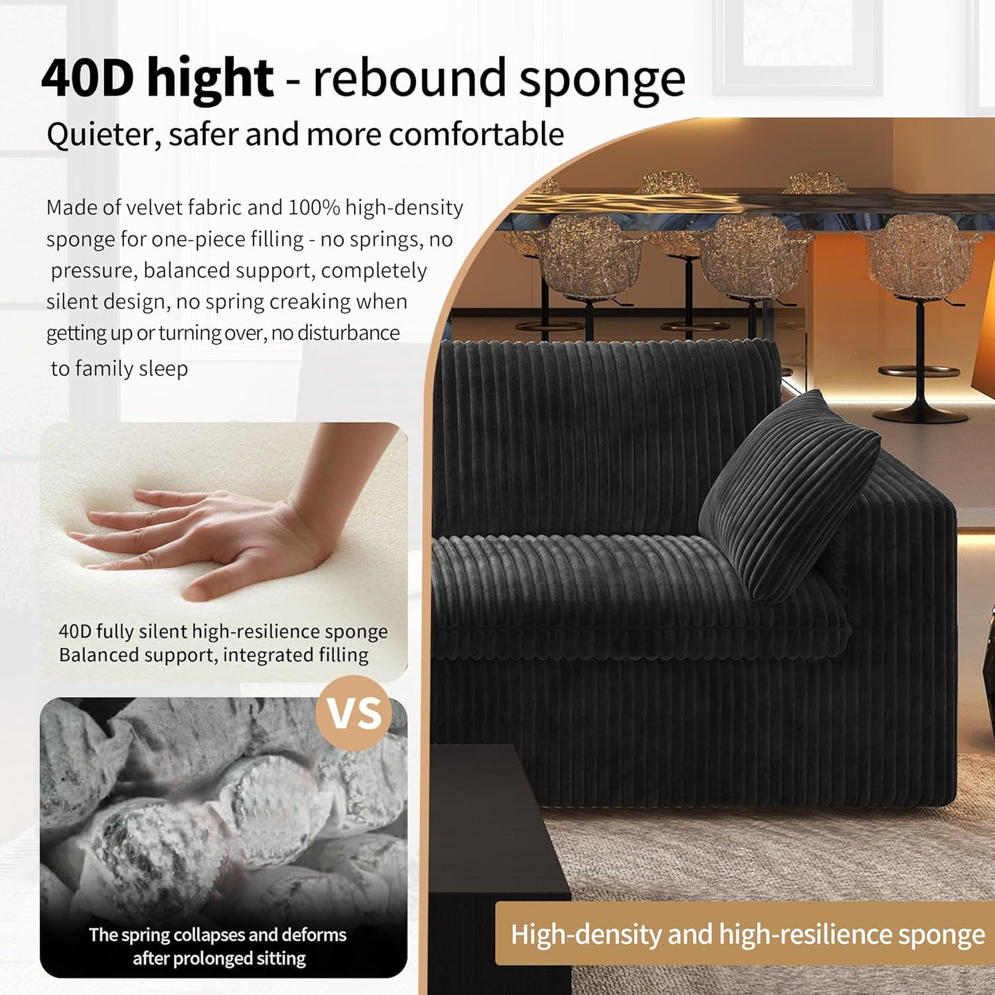 Dylan U Shape Sofa | Luxury Large Modern Sectional Sofa | Spacious Family Living Room U-Shape Couch