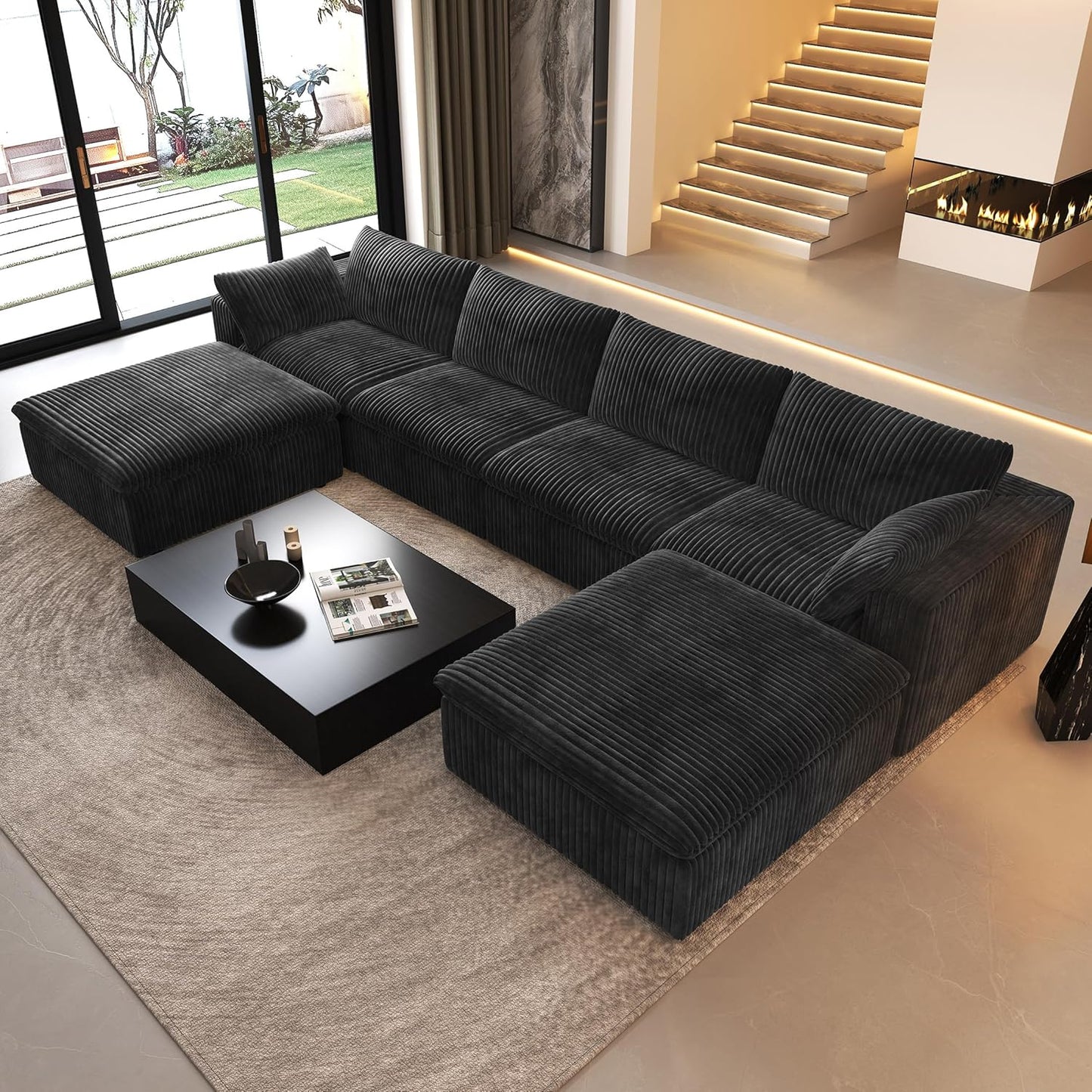 Dylan U Shape Sofa | Luxury Large Modern Sectional Sofa | Spacious Family Living Room U-Shape Couch