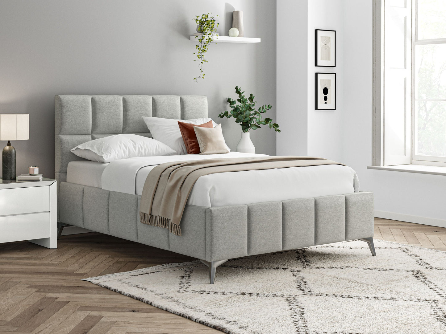Modern Ottoman Divan Cube Bed with Storage – Stylish Upholstered Frame