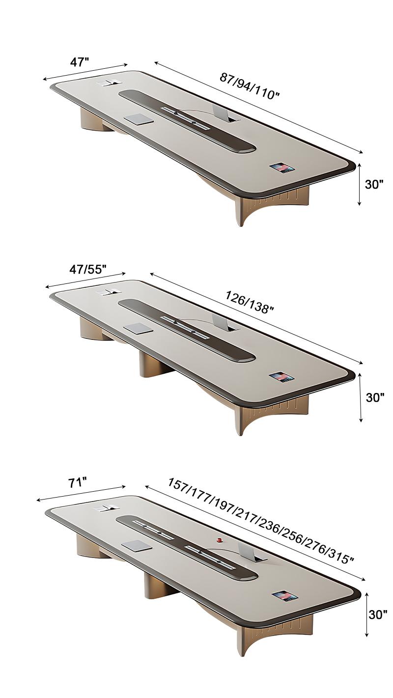 Modern Conference Table with LED Lighting & Cable Management | Luxury Executive Meeting Table for Boardroom