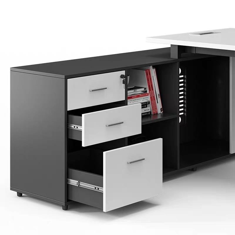 Luxury Modern CEO Workstation | Convertible & Extendable Executive Office Desk with Storage, Cable Management & Drawers