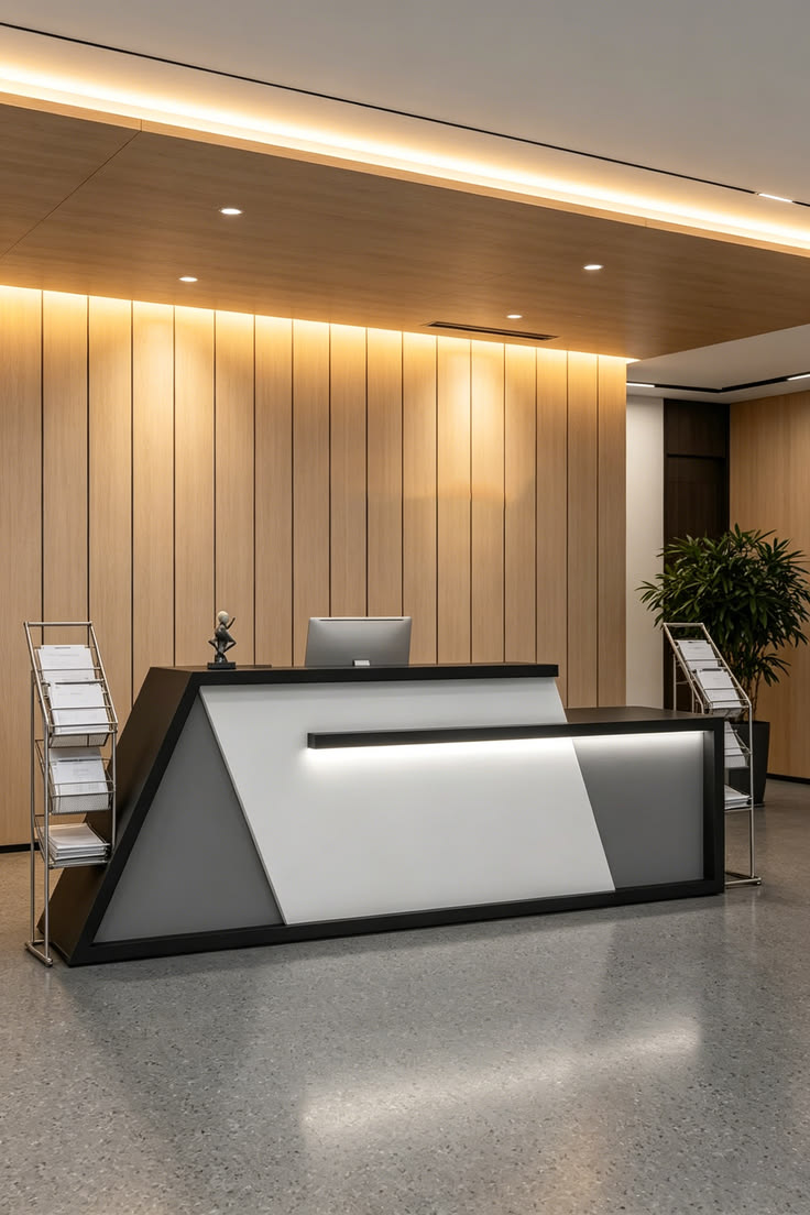 Light Luxury High-End Reception Desk | Modern Minimalist Front Counter with Elegant Finish & Storage