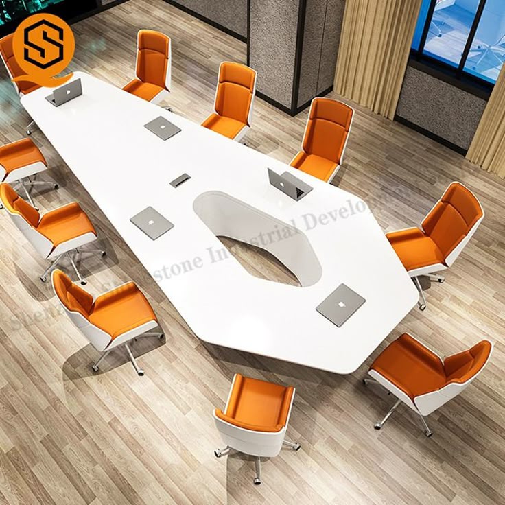 Modern Office Desk – 10 Person Meeting Table | Large Executive Conference Table for Team Collaboration
