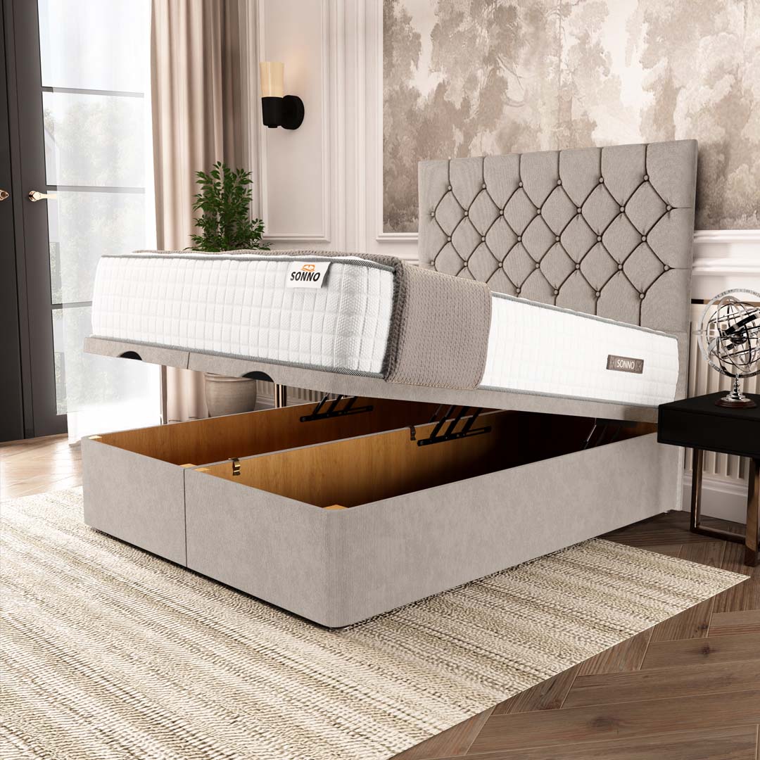 Luxury Ottoman Divan Chesterfield Bed with Storage – Classic Button-Tufted Design