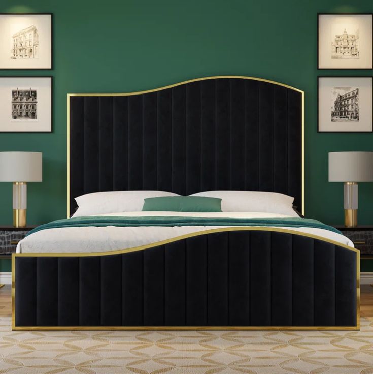 Luxury Golden Wave Bed – Premium Designer Frame with Elegant Metallic Finish