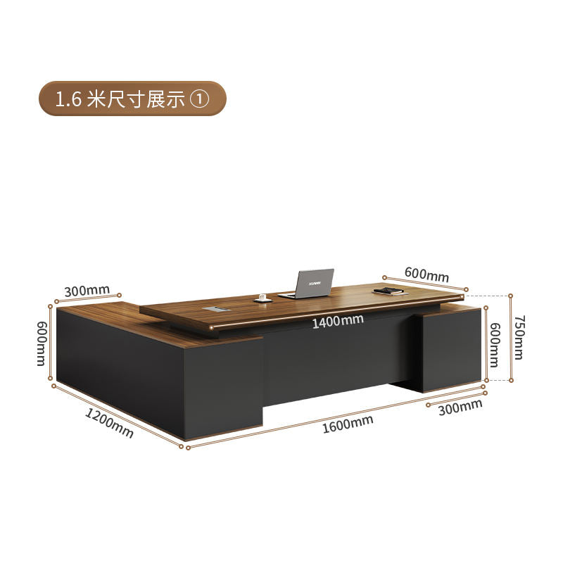 L-Shape Industrial Style Executive Office Desk | Modern Corner CEO Furniture with Durable Metal Frame & Wooden Top