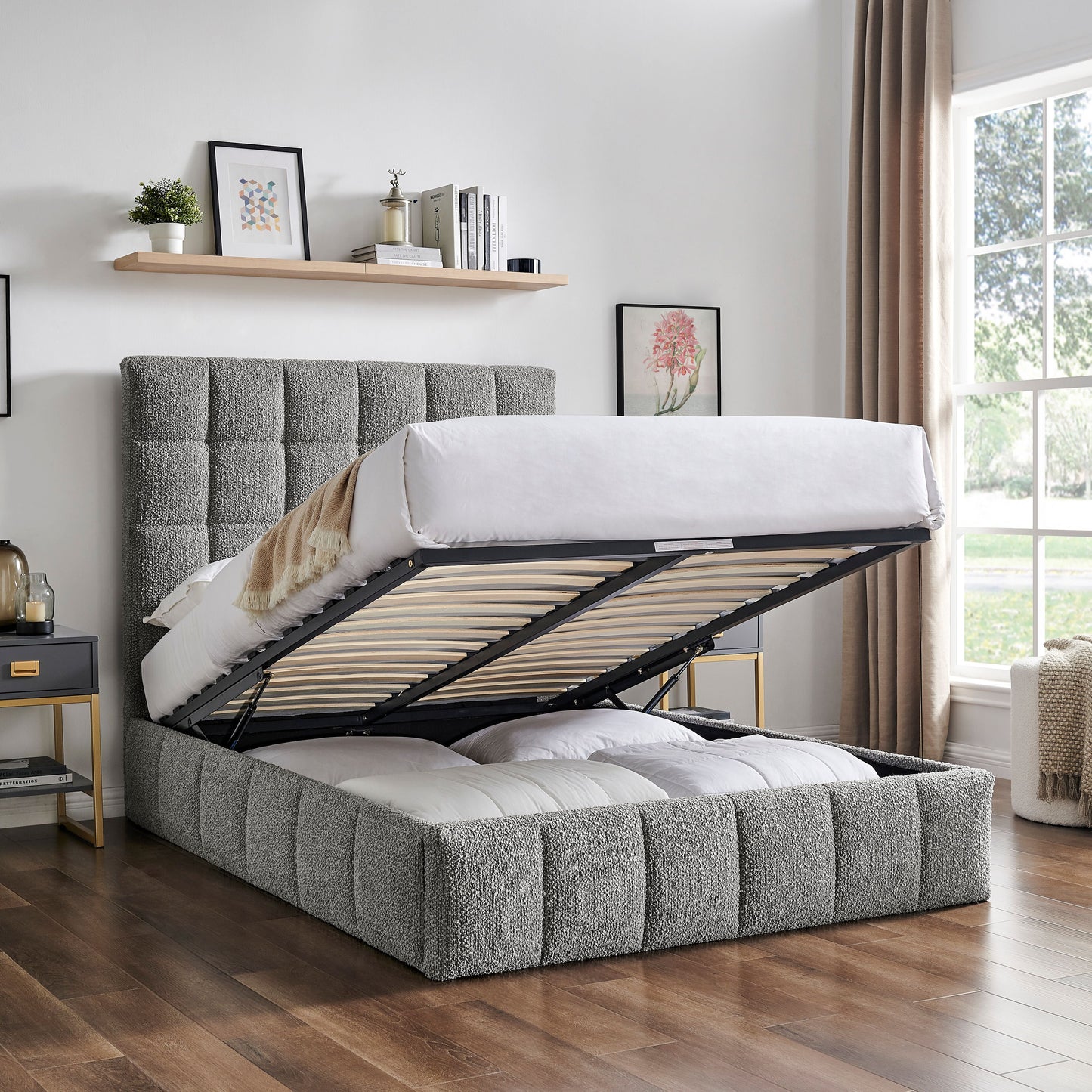 Modern Ottoman Divan Cube Bed with Storage – Stylish Upholstered Frame
